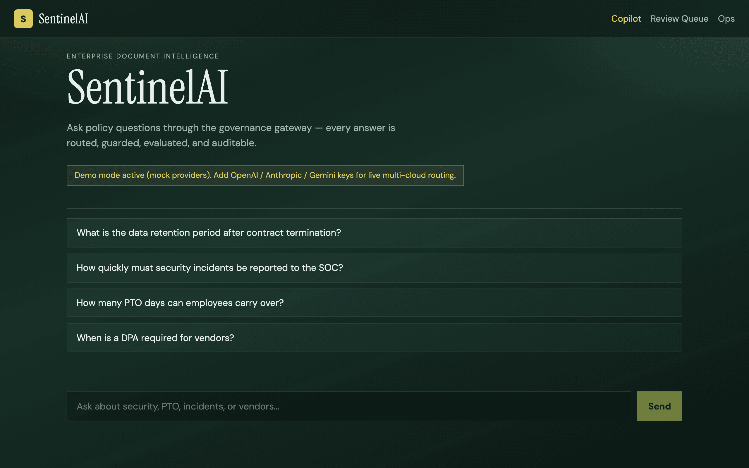 SentinelAI live demo